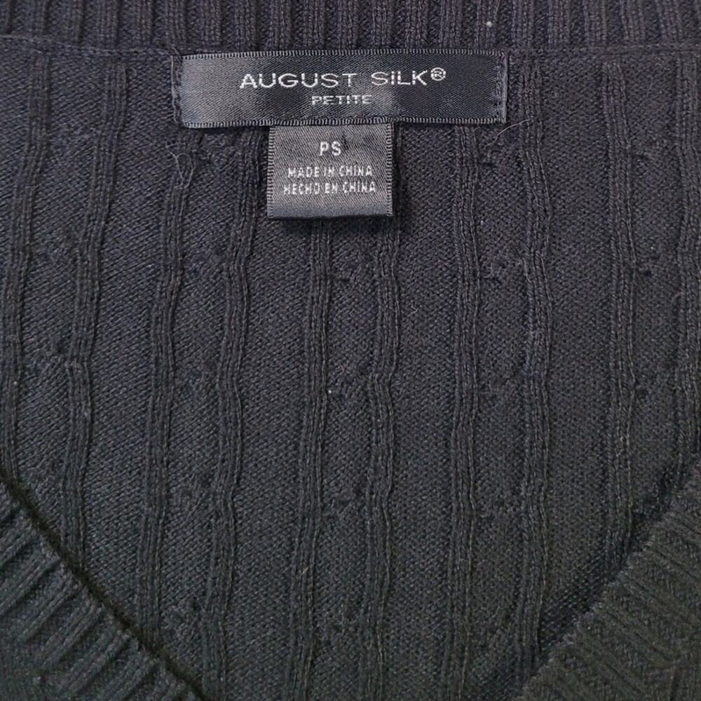 VTG August Silk Black Cable Knit Sweater PS Clueless Academia Y2K Chic - Picture 6 of 9